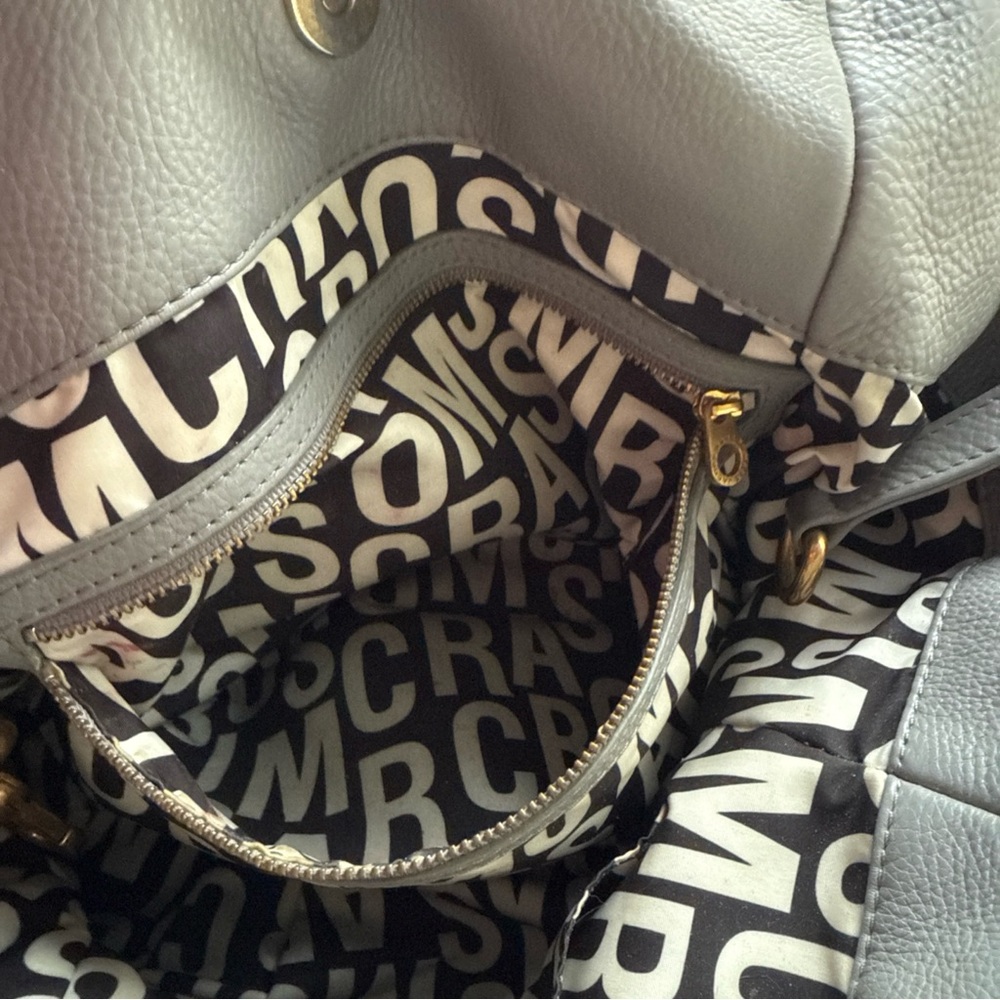 Vintage Marc By Marc Jacobs Q Fran Large Grey Pebbled Leather Shoulder Tote Bag - Picture 3 of 10